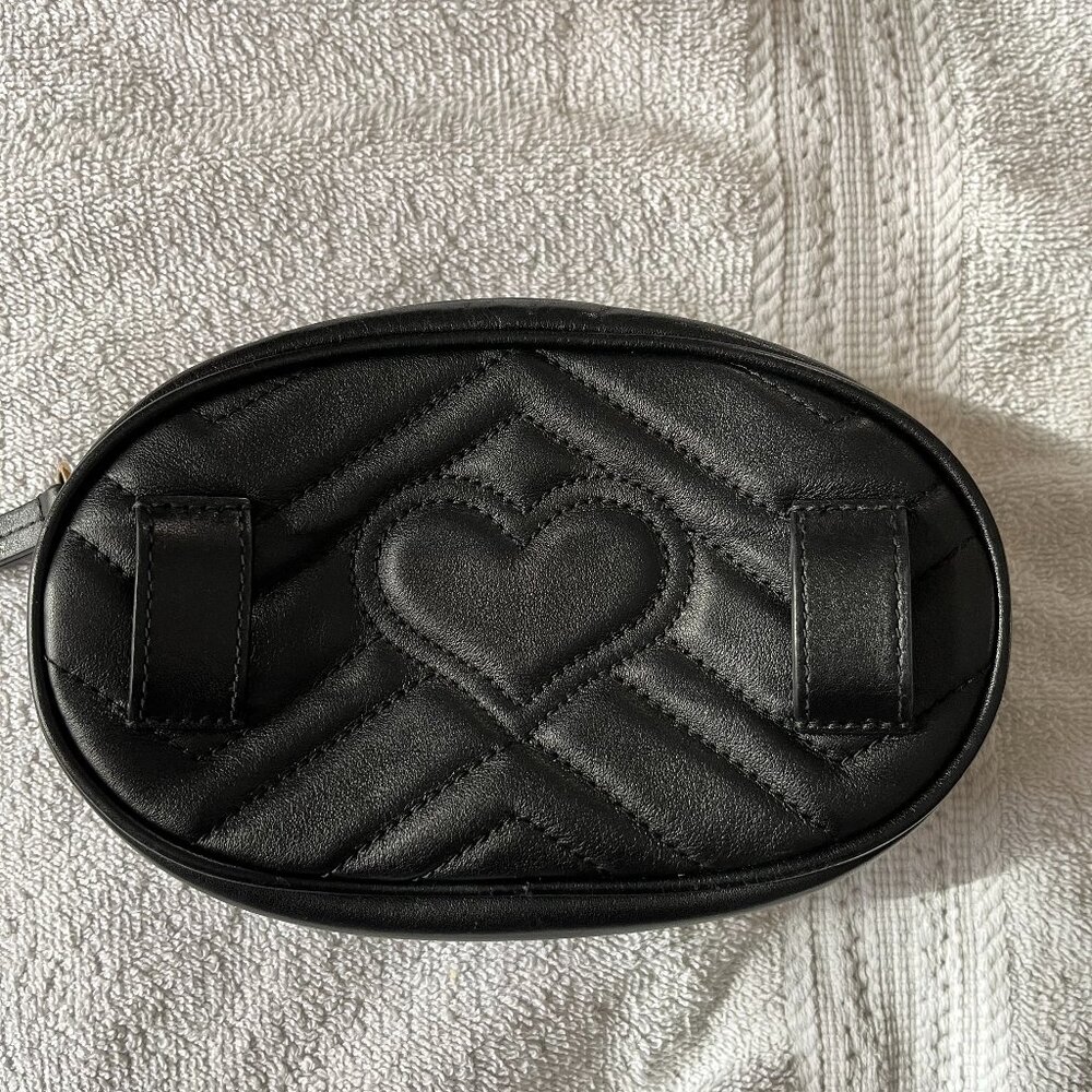 Gucci GG Marmont Belt Bag Black Matelasse' Chevron Leather - Picture 2 of 9